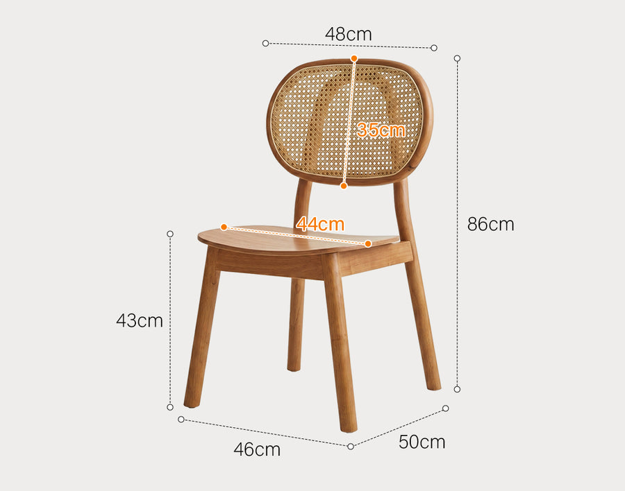 James Rattan Dining Chair, Solid Wood