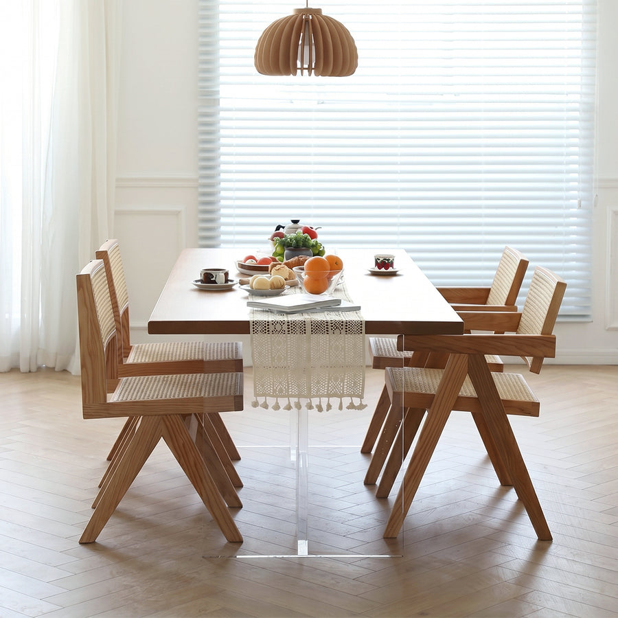 Jane Rattan Dining Chair, Solid Wood