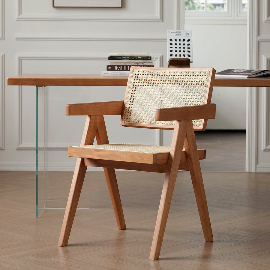 Jane Rattan Dining Chair, Solid Wood