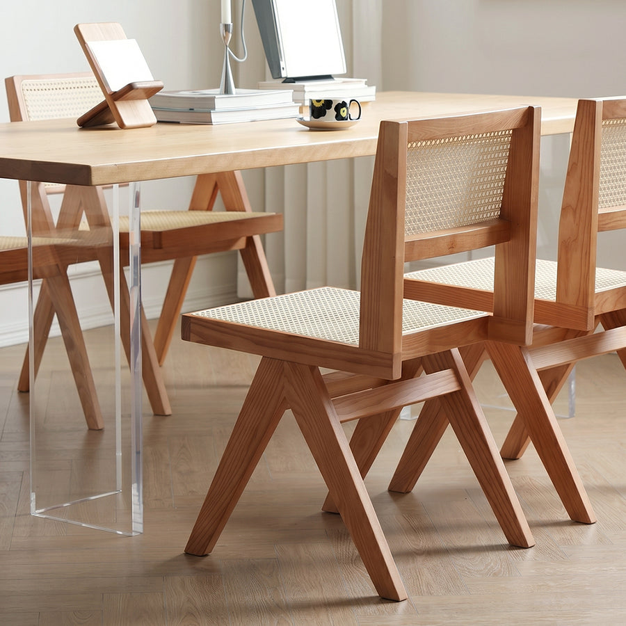 Jane Rattan Dining Chair, Solid Wood