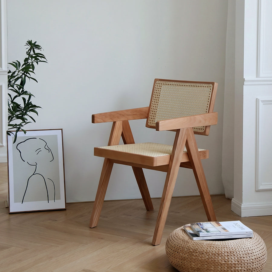 Jane Rattan Dining Chair, Solid Wood