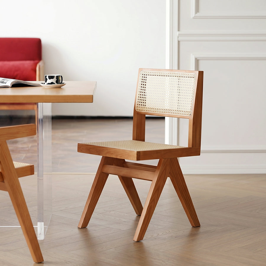 Jane Rattan Dining Chair, Solid Wood