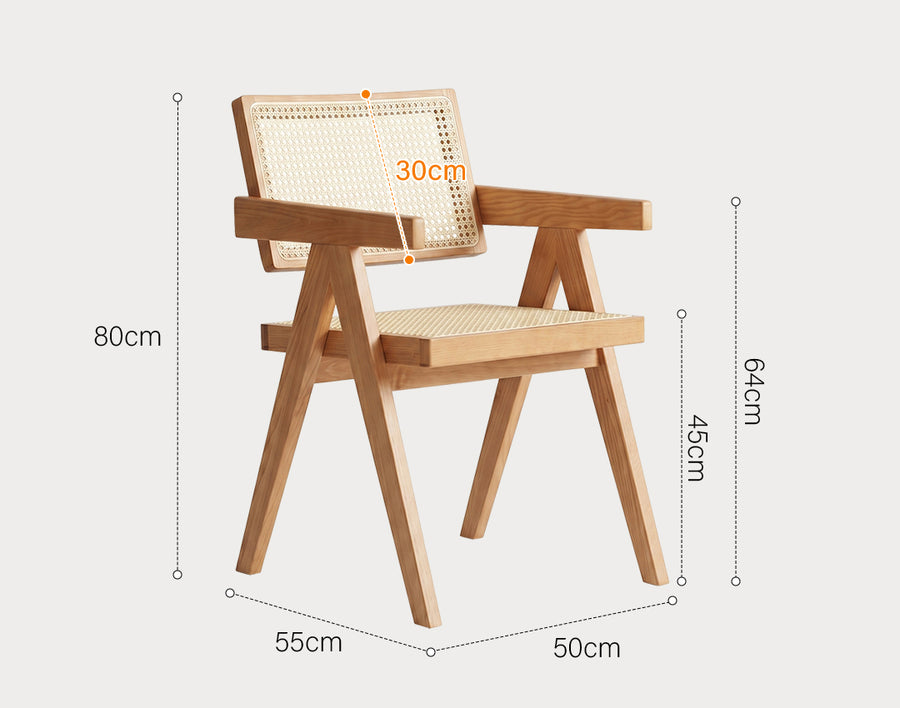 Jane Rattan Dining Chair, Solid Wood