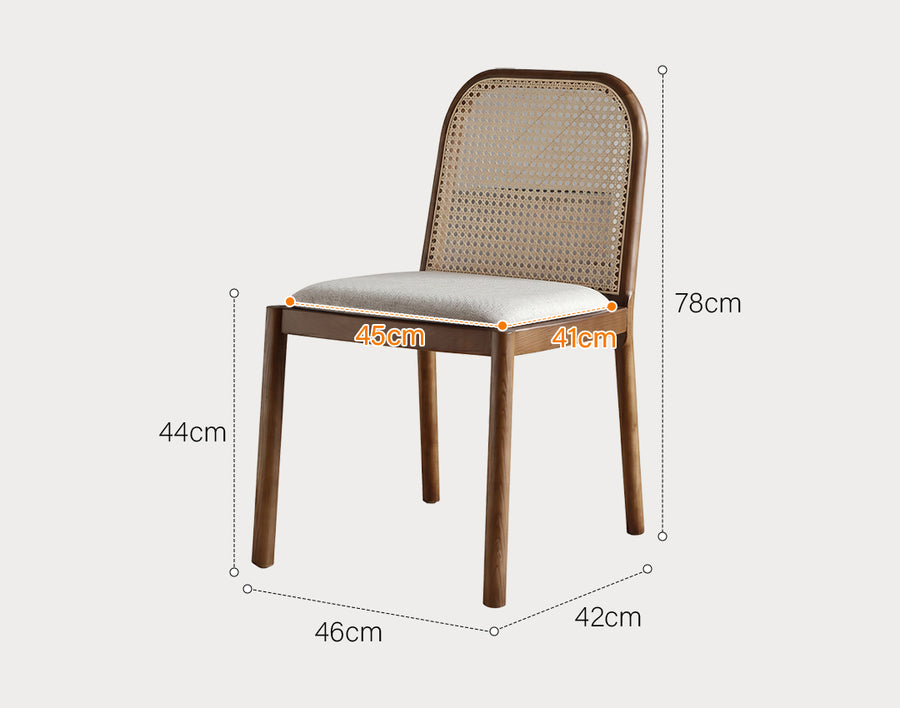 Lucile Rattan Dining Chair, Ash Wood