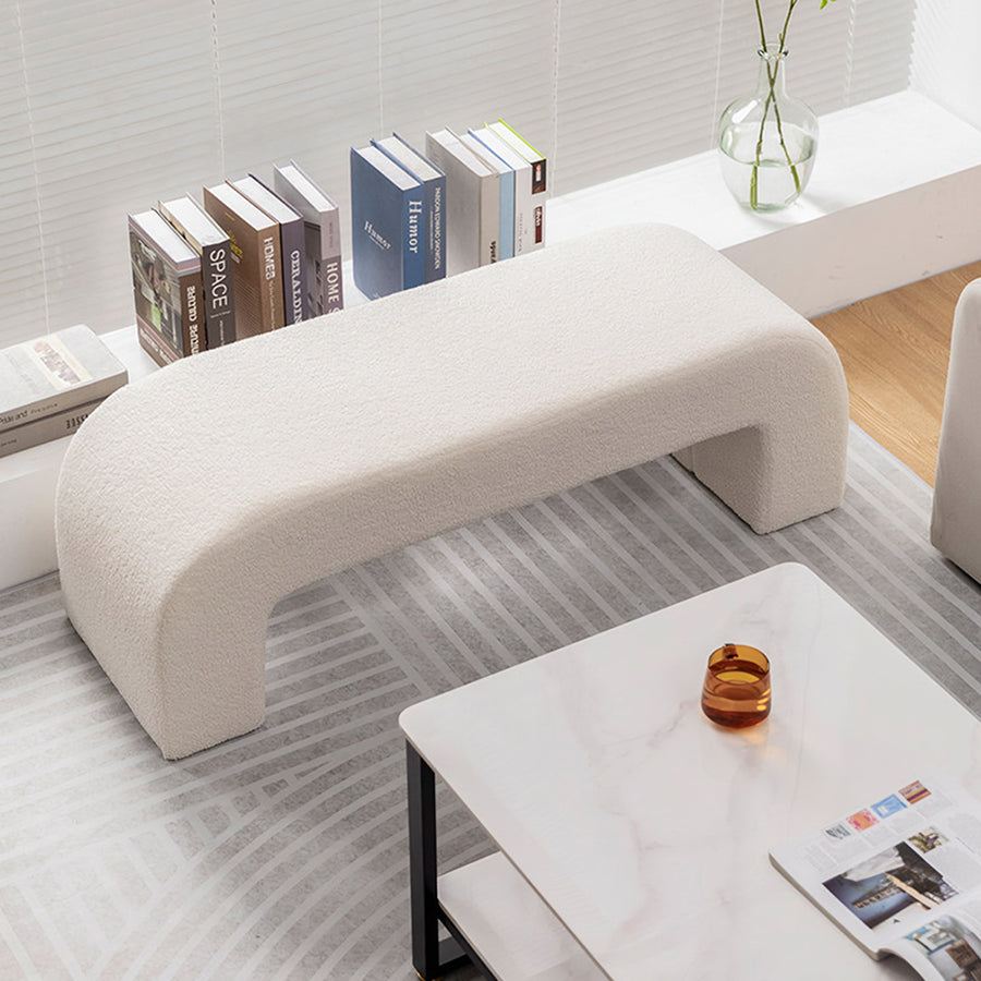 Maxine Boucle Bench, White Boucle