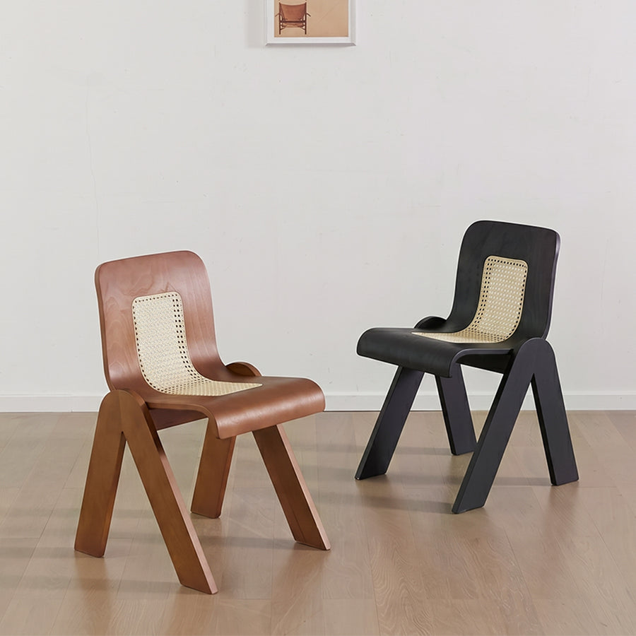 Nita Curved Rattan Dining Chair, Rubber Wood