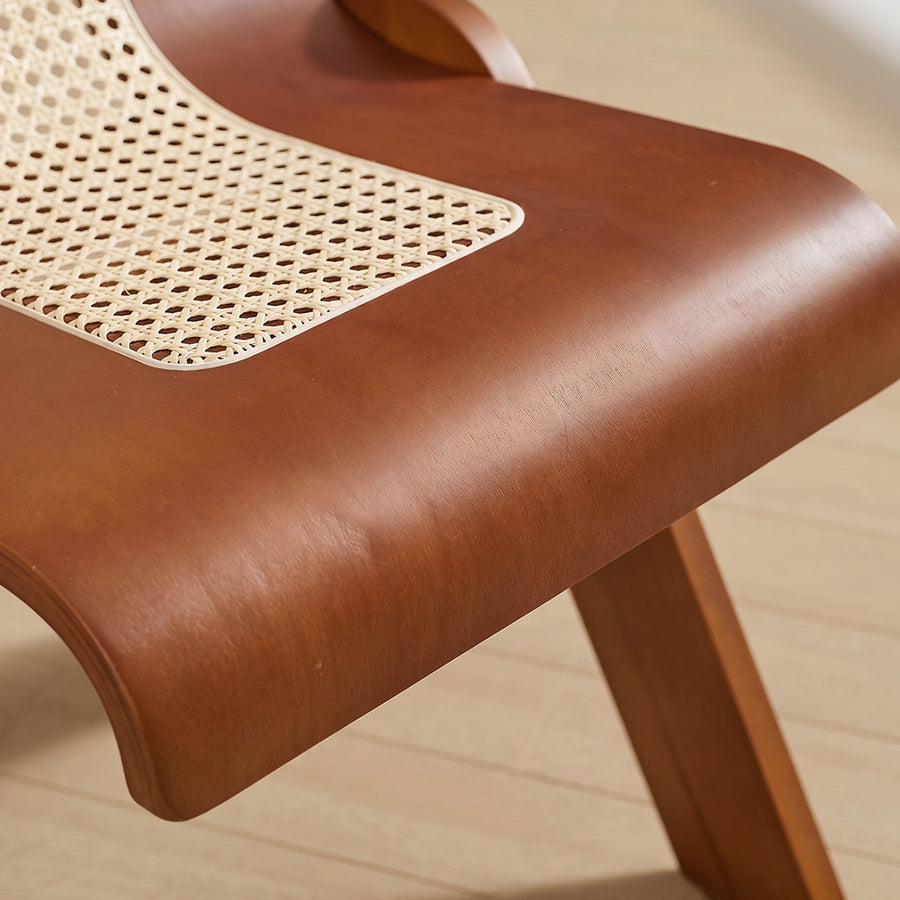 Nita Curved Rattan Dining Chair, Rubber Wood