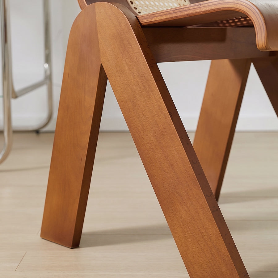 Nita Curved Rattan Dining Chair, Rubber Wood