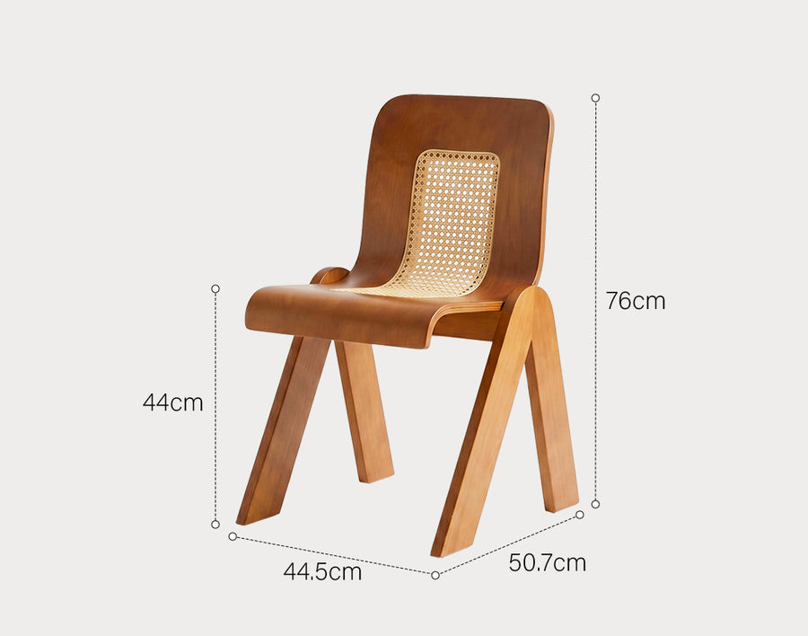 Nita Curved Rattan Dining Chair, Rubber Wood