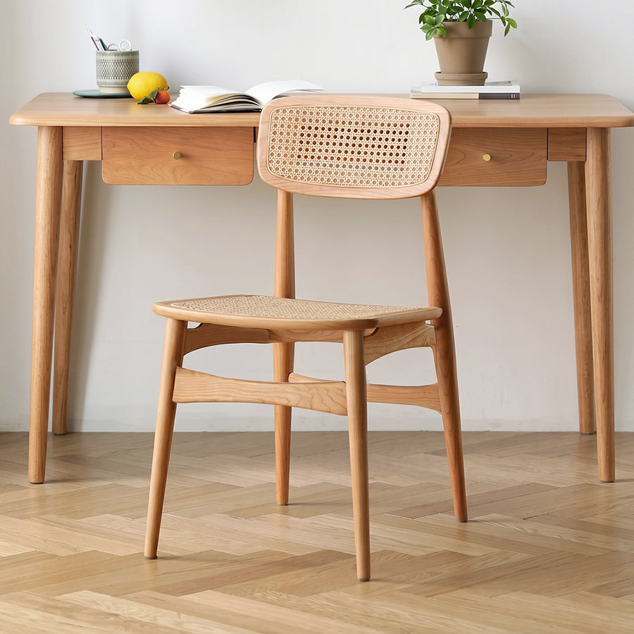 Patten Rattan Dining Chair, Solid Wood