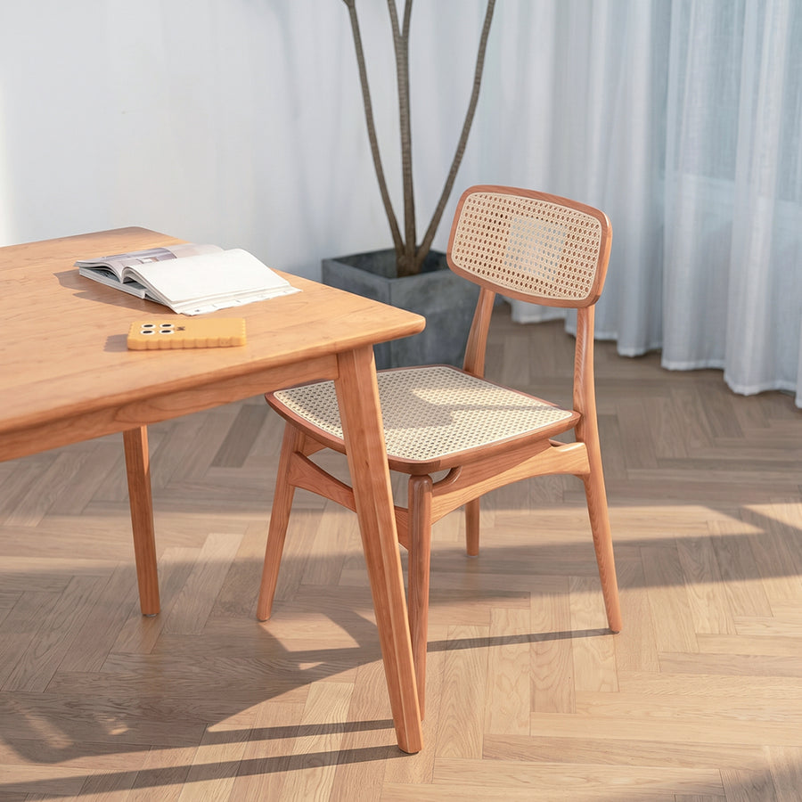 Patten Rattan Dining Chair, Solid Wood