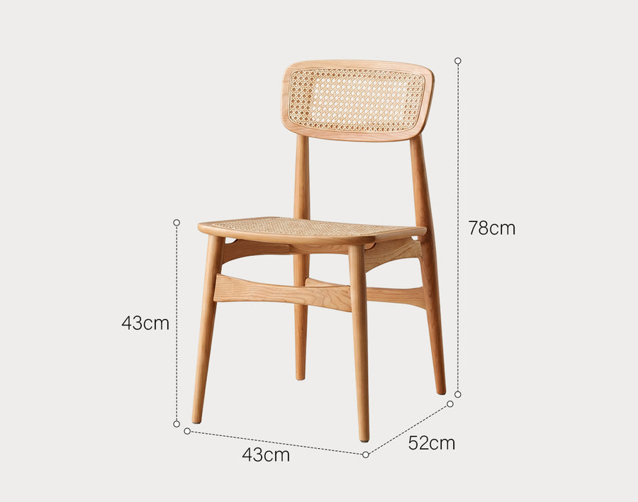 Patten Rattan Dining Chair, Solid Wood