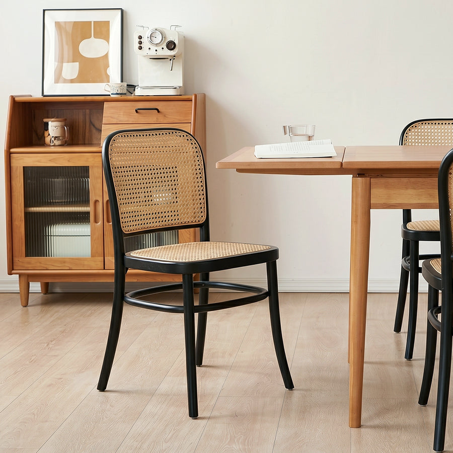 Renee Rattan Dining Chair, Black