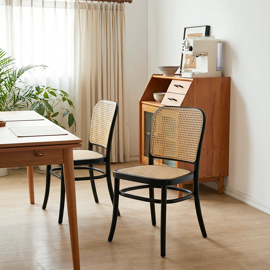 Renee Rattan Dining Chair, Black