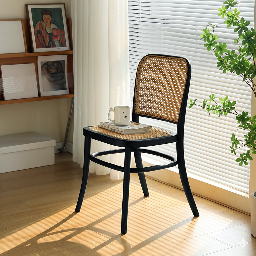Renee Rattan Dining Chair, Black