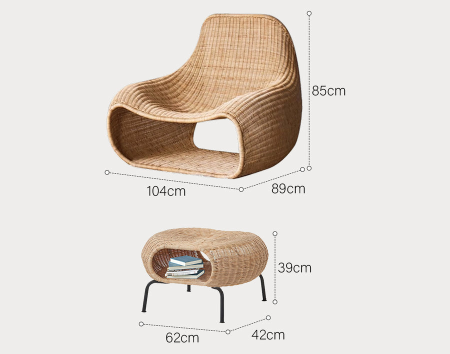 Serrano Outdoor Lounge Chair With Footstool, Rattan