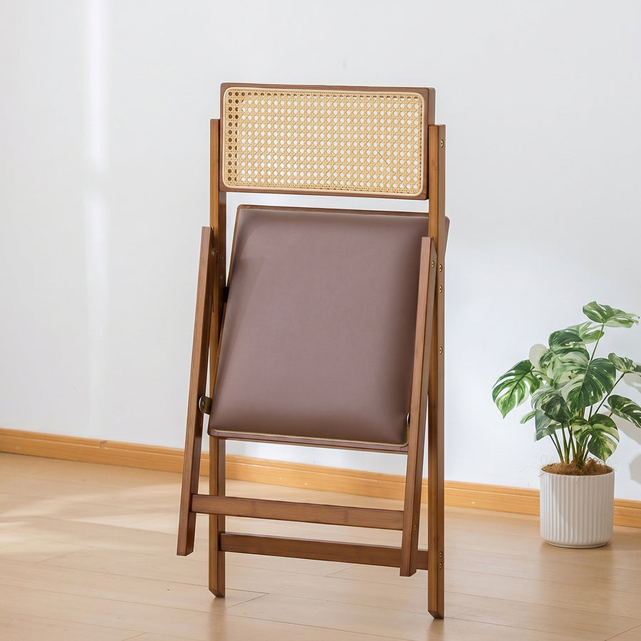 Silvia Foldable Rattan Dining Chair, Ash Wood