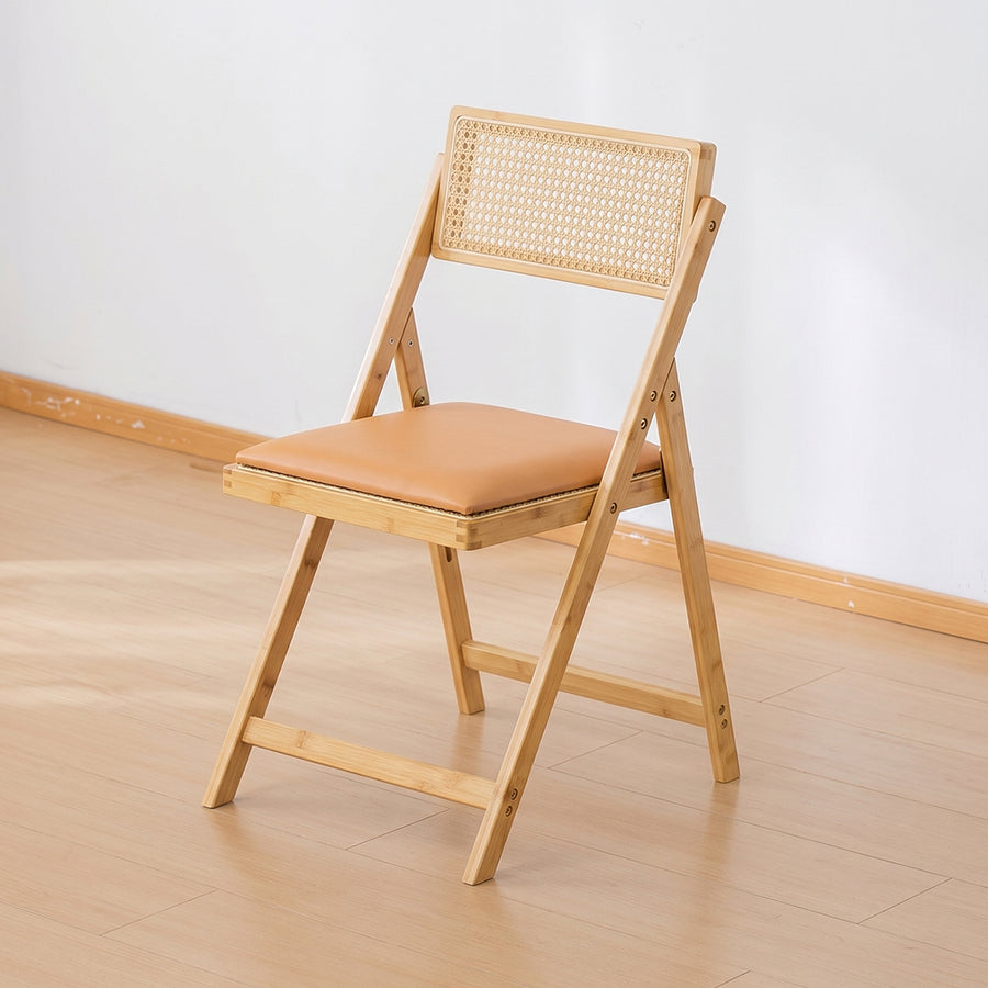 Silvia Foldable Rattan Dining Chair, Ash Wood