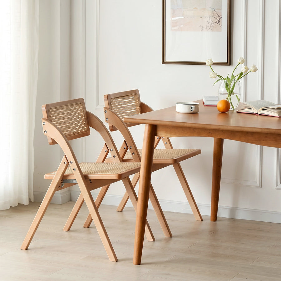 Vera Foldable Rattan Dining Chair, Rubber Wood