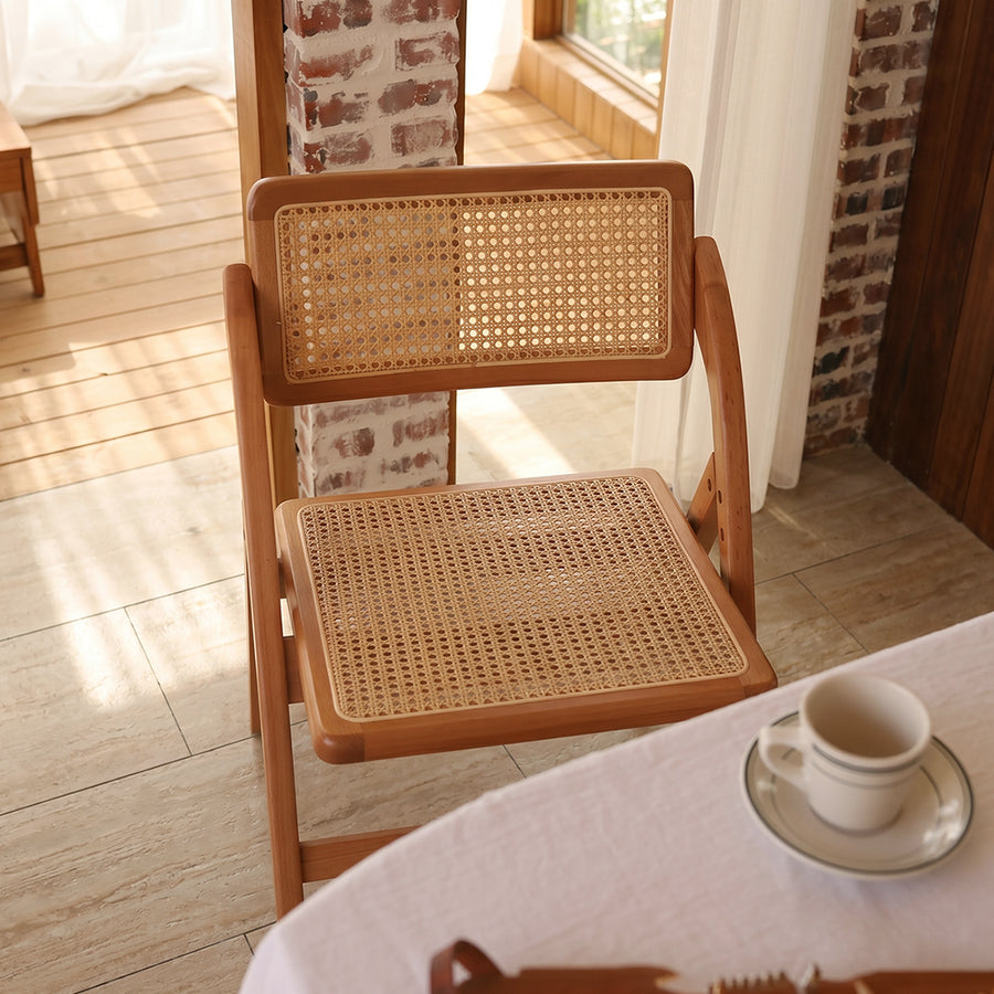 Vera Foldable Rattan Dining Chair, Rubber Wood