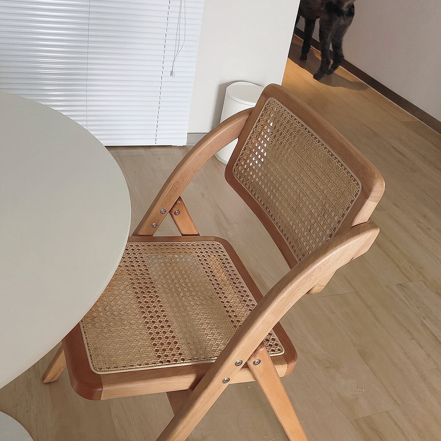 Vera Foldable Rattan Dining Chair, Rubber Wood