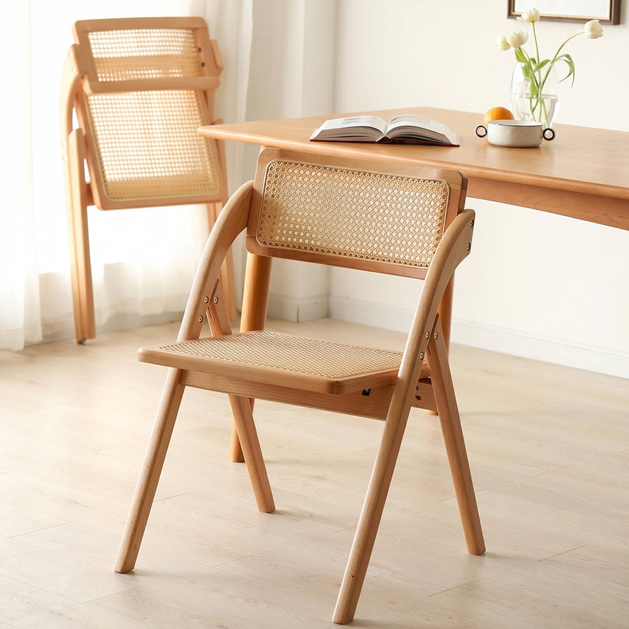 Vera Foldable Rattan Dining Chair, Rubber Wood