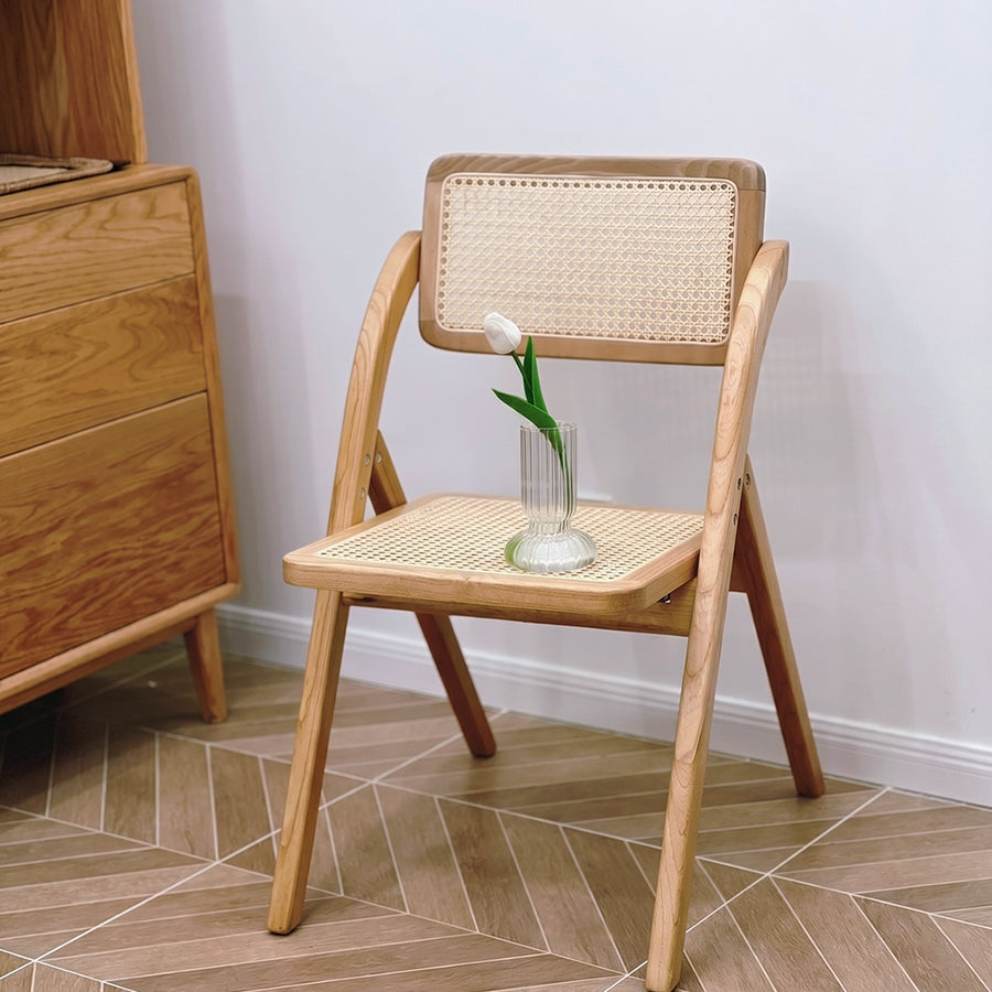 Vera Foldable Rattan Dining Chair, Rubber Wood