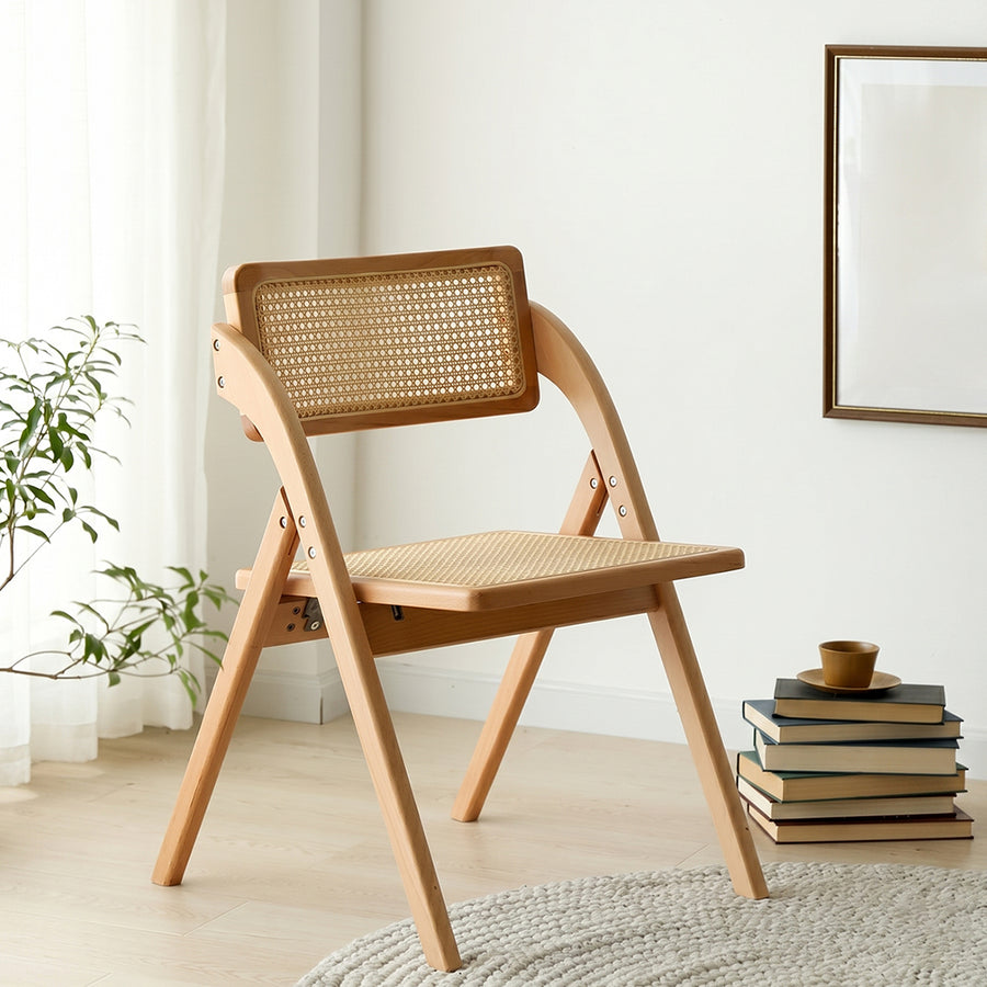 Vera Foldable Rattan Dining Chair, Rubber Wood