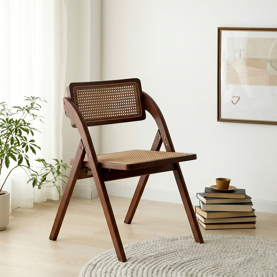 Vera Foldable Rattan Dining Chair, Rubber Wood