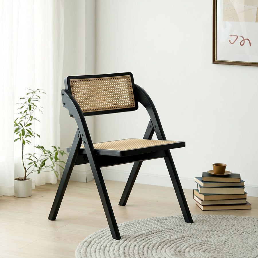 Vera Foldable Rattan Dining Chair, Rubber Wood