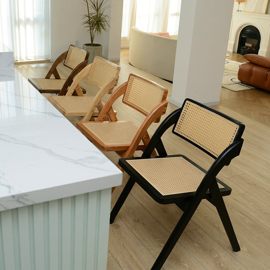 Vera Foldable Rattan Dining Chair, Rubber Wood