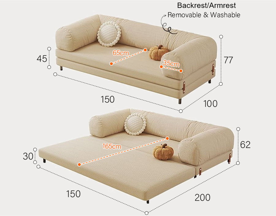 Choudhury Zweisitzer Schlafsofa, Rückenlehne waschbar, Cord