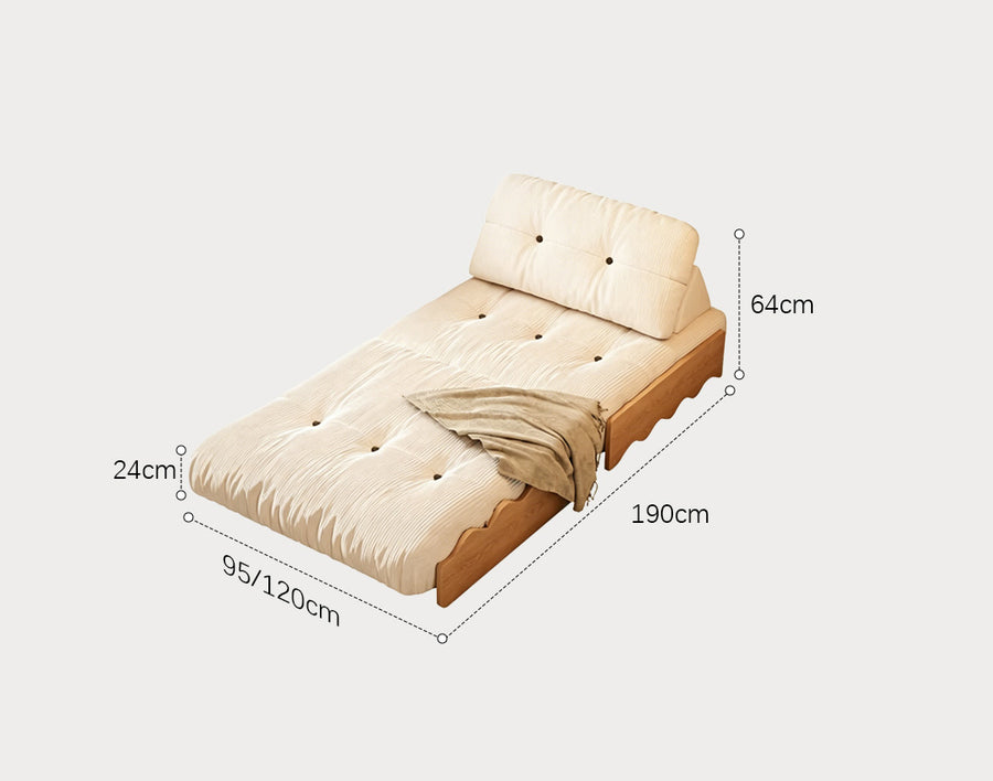 Rachman Sleeper Armchair, Single Seater Bed, Cream detail view for accent chair