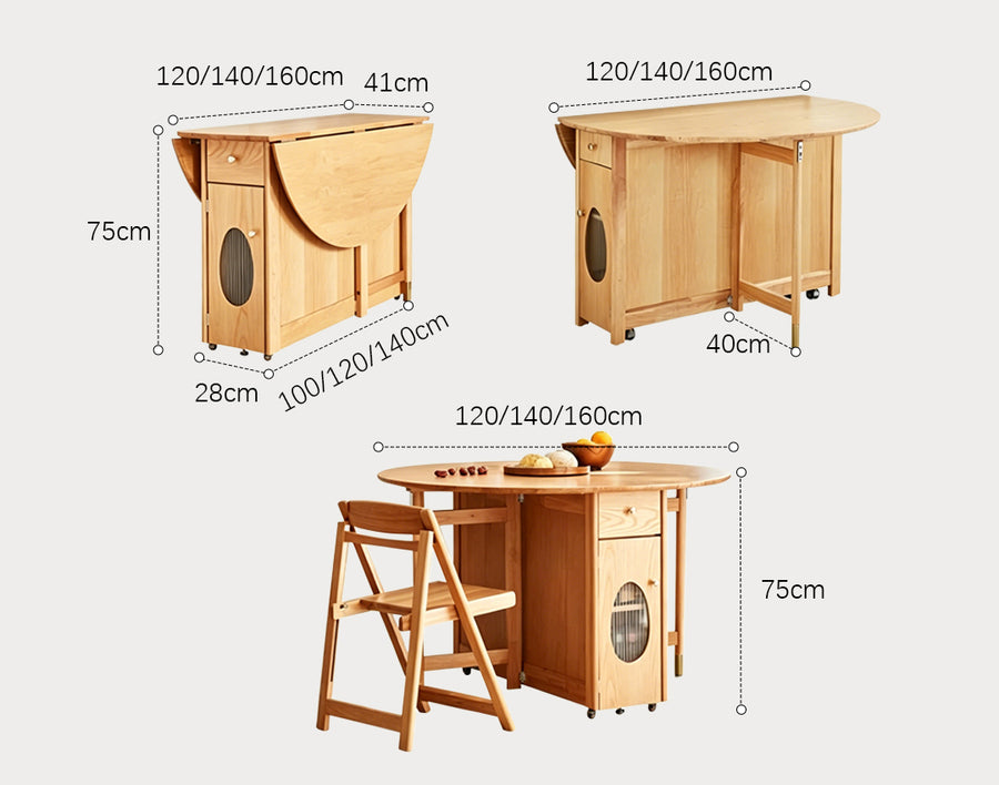 Reddy Fold Away Dining Table detail showing table finish and proportions
