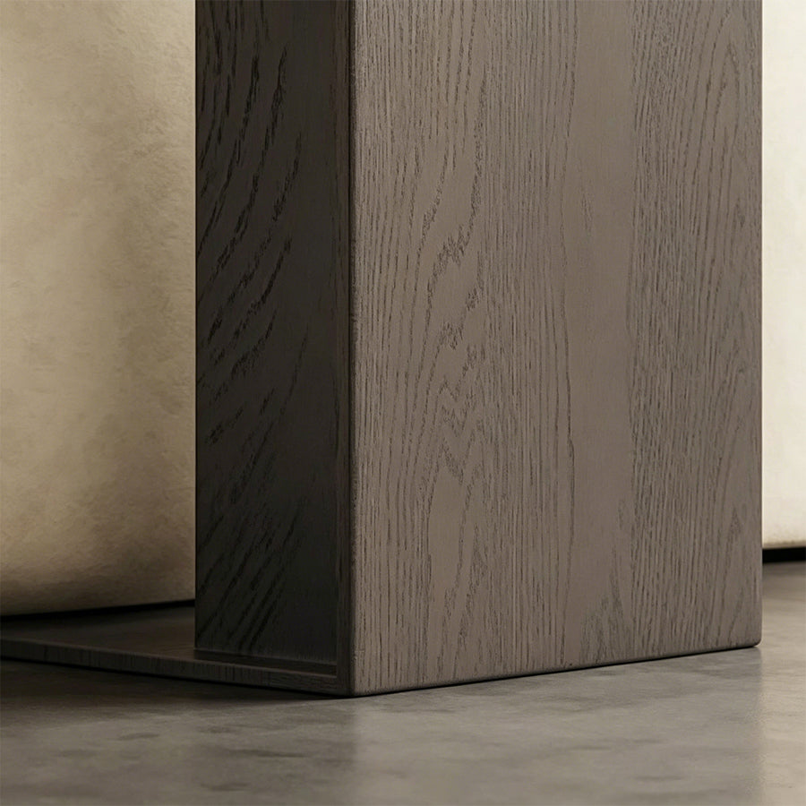Rodge Side Table with Book Storage, Wood detail view for wooden side table UK