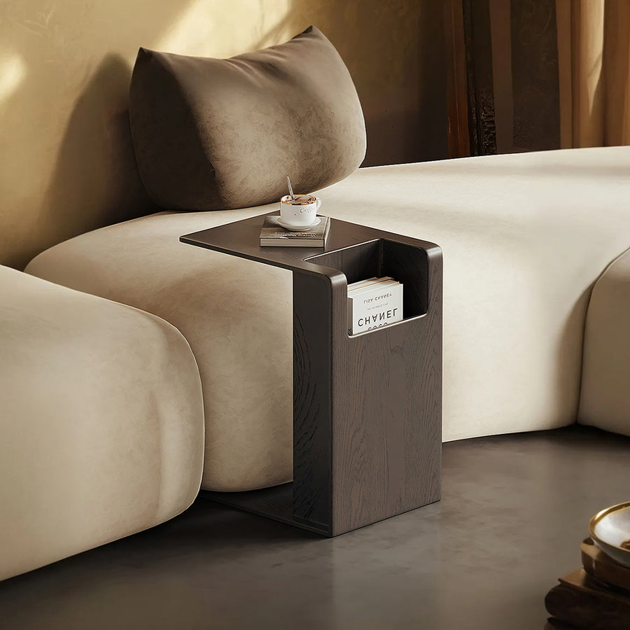 Rodge Side Table with Book Storage, Wood - wooden side table UK