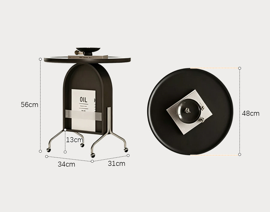 Roland Side Table with Book Storage, Black