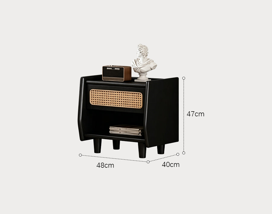 Rosemary Double Bed / King Size / Super King Size, Black Wood With Rattan