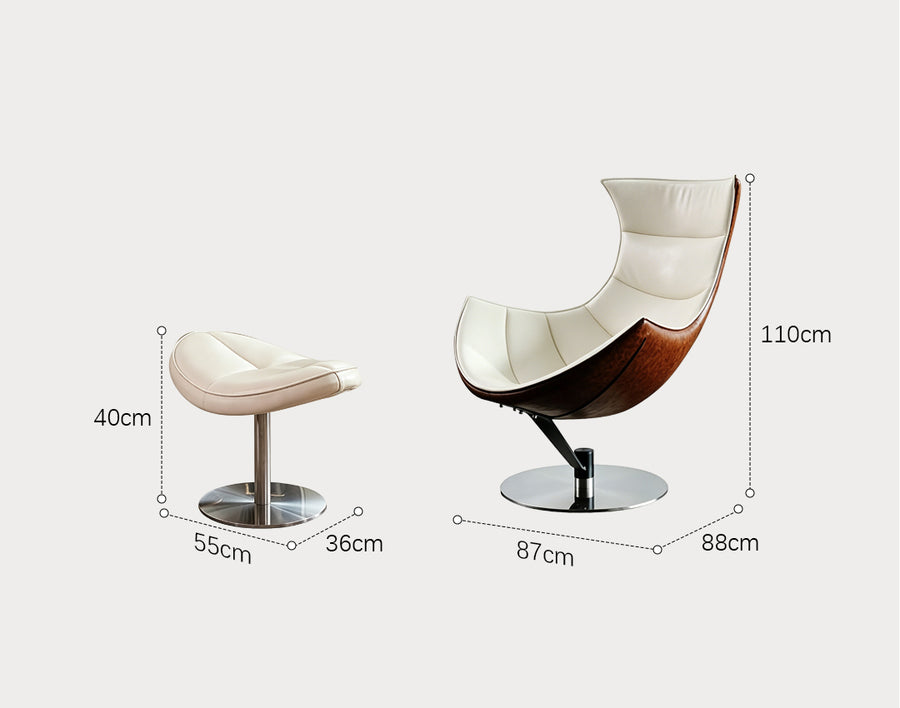 Russell Lobster Chair, With Ottoman, Walnut Texture, Armchair detail view for accent chair UK