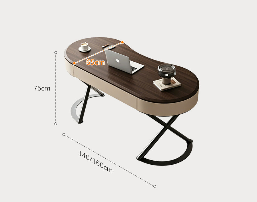 Saanvi Modern Office Desk For Home, Curved Office Desk