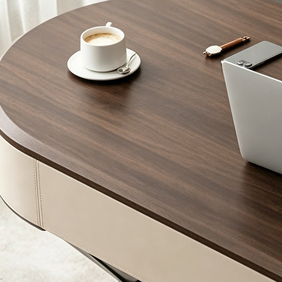 Saanvi Modern Office Desk For Home, Curved Office Desk