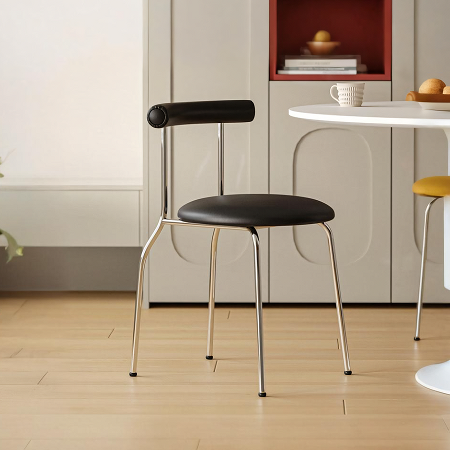 Sagan Dining Chair, Leather & Carbon Steel Alloy - sagan leather dining chair UK