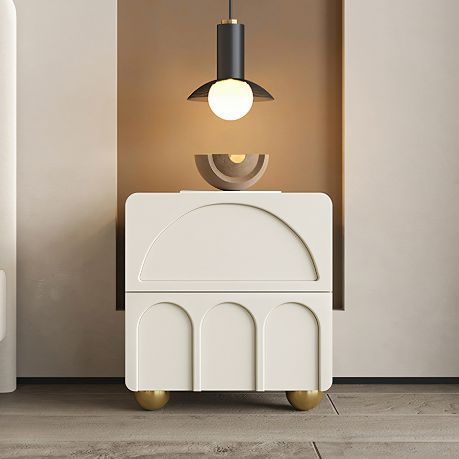 Sal Bedside Table, Cream Or Black - sal bedside cream bedside table UK