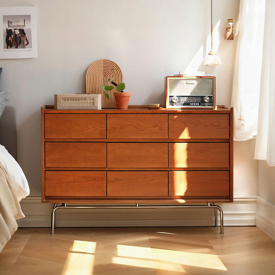 Sam Drawer Cabinet, Cherry Wood - wooden sideboard UK