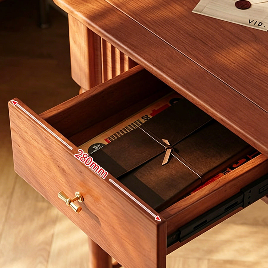 Sarah Office Desk, Cherry Wood detail view for wooden office desk UK