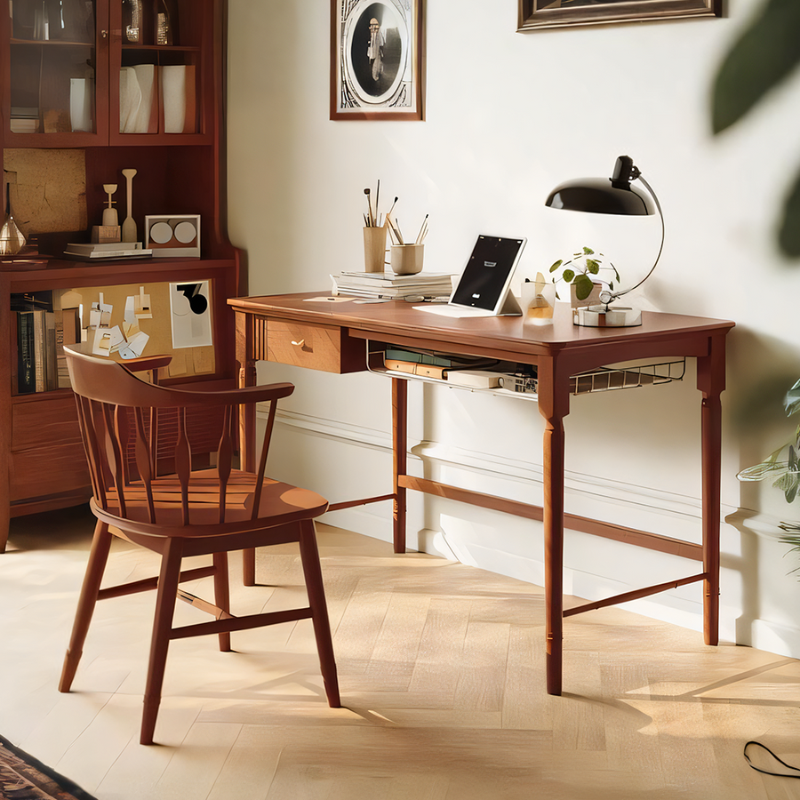 Sarah Office Desk, Cherry Wood - wooden office desk UK