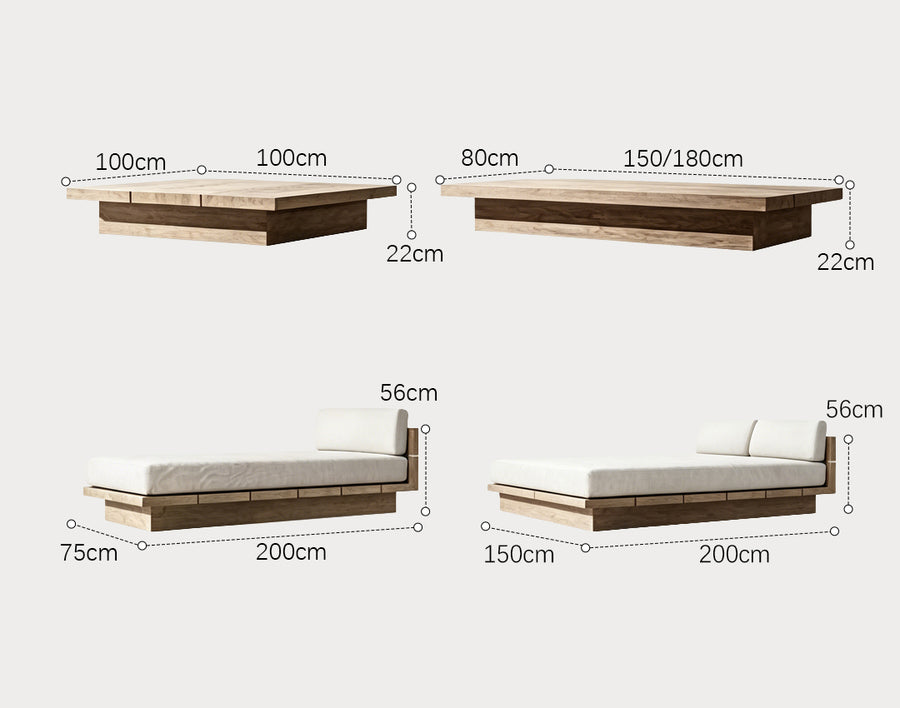Scott Rattan Outdoor Sofa Set, Wood Base Sofa