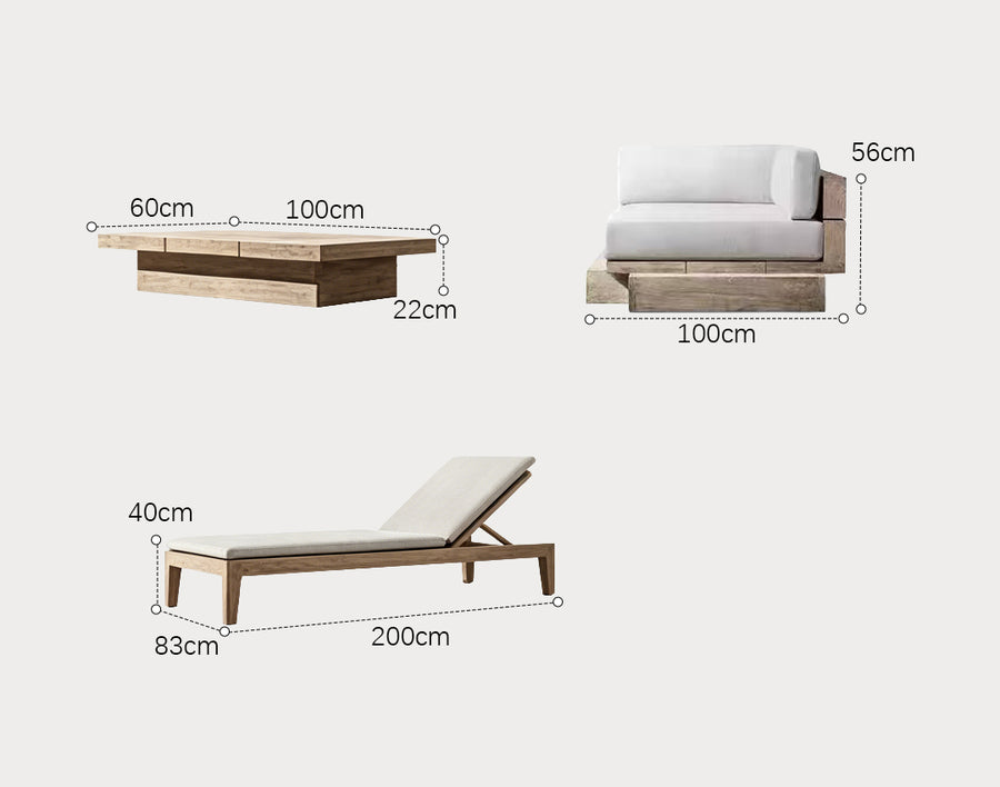 Scott Rattan Outdoor Sofa Set, Wood Base Sofa