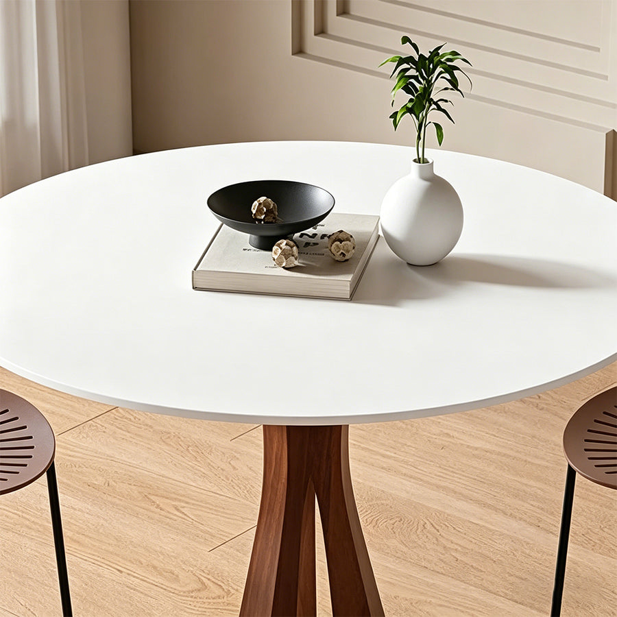 Seraphim Round Dining Table front view as a wooden dining table