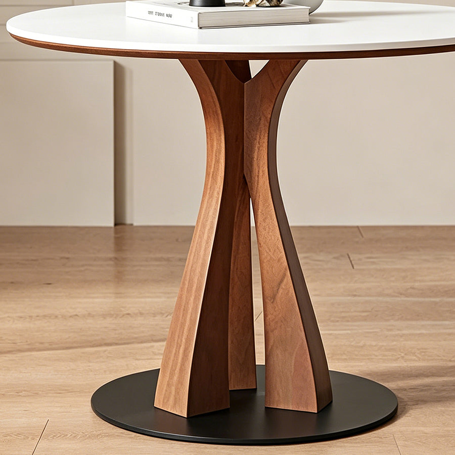 Seraphim Round Dining Table detail showing table finish and proportions